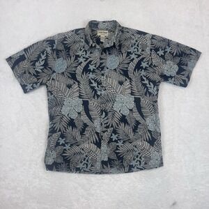 Cooke Street Honolulu Hawaiian Shirt Mens Large Blue Print Pineapple Hibiscus‎